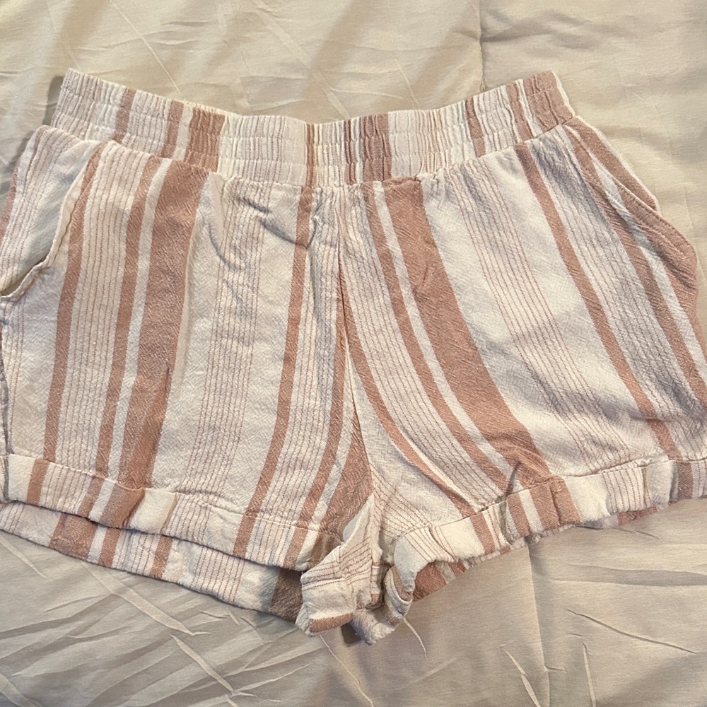 Forever 21 Striped Tan/Pink and White Women Shorts